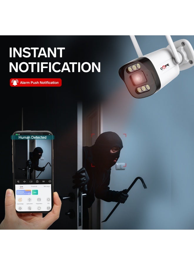 COFE 3MP WiFi Smart Security Camera | AI Human Detection | Full Color Night Vision | Two Way Audio | Motion Detection | TF Card & Cloud Storage | Indoor/Outdoor CCTV Camera (CF-W-BP07-3D) - Image 4